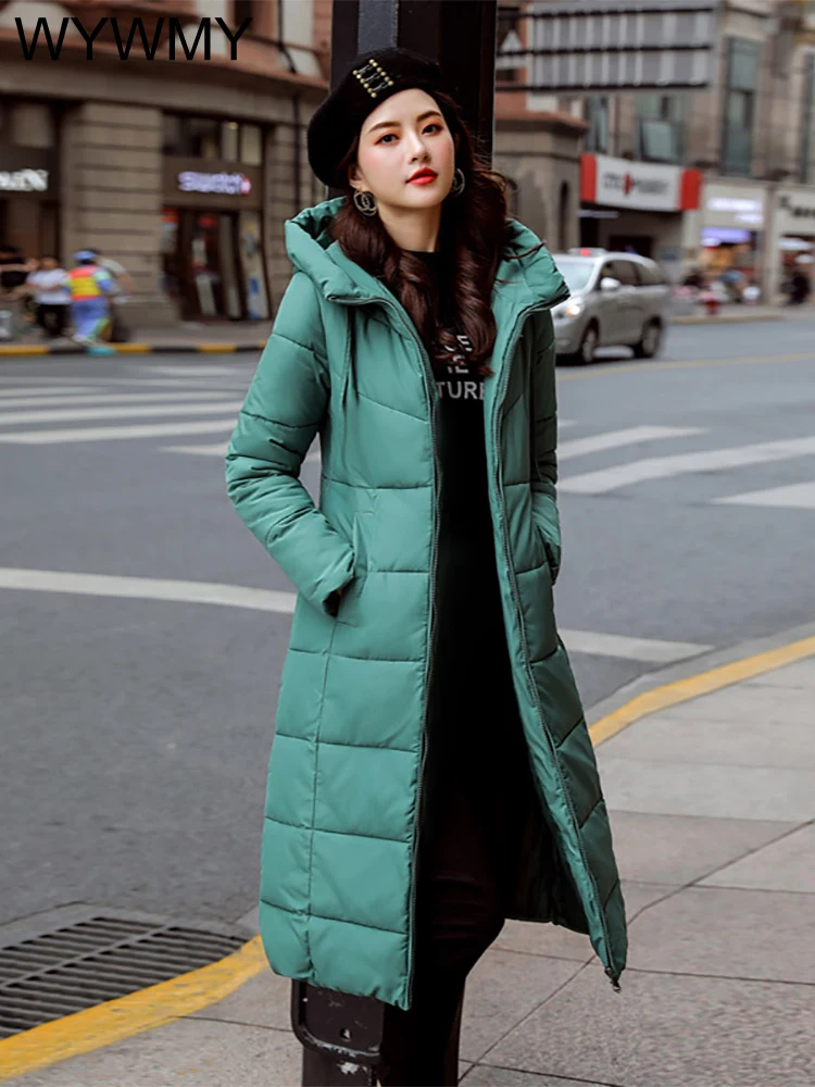 WYWMY Winter Women Jacket X-Long Parkas Hooded Cotton Padded Female Coat High Quality Warm Outwear Parka Jacket Women Winter