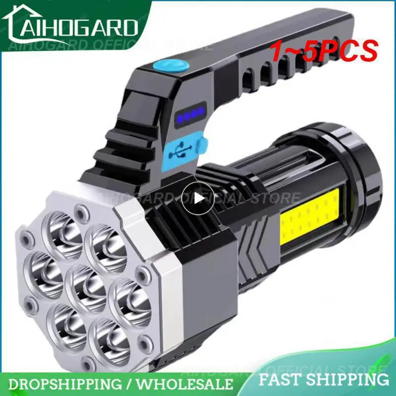 

Фонарики высокой мощности, фонарики с Cob матрицей, легкий внешний фонарь из АБС-пластика, перезаряжаемый фонарик с 7 светодиодами, 1 ~ 5 шт.