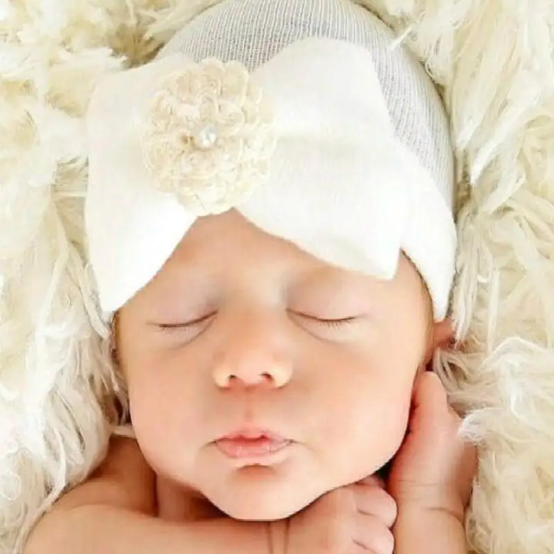 

Newborn Cute Lovely Soft Hat Bow Baby Girl Hospital Beanie