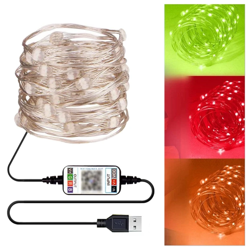 

USB Bluetooth светодиодный цветной RGB медный провод, музыкальная строка, строка с управлением через приложение