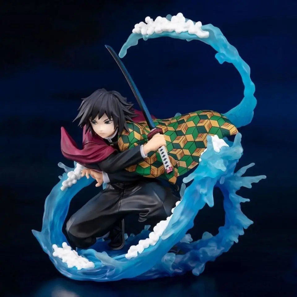 

17cm Anime Demon Slayer Tomioka Giyuu Action Figure Water Breath Blue Splash Half Circle PVC Collection Model Doll Toy Gift