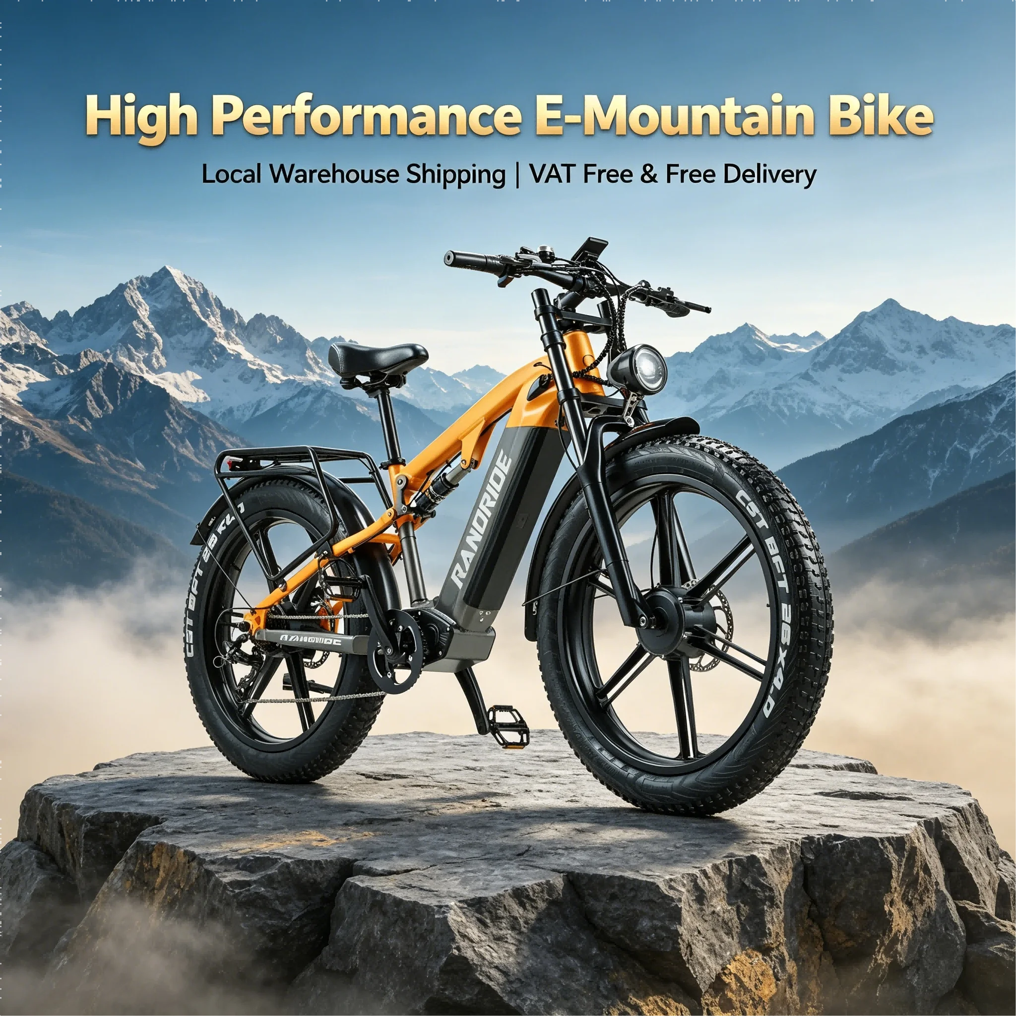 Фото Электровелосипед RANDRIDE YX80MM-2 2000W с аккумулятором 48V 20Ah, внедорожными шинами 26x4 дюйма, горный электровелосипед - склад в РФ №2