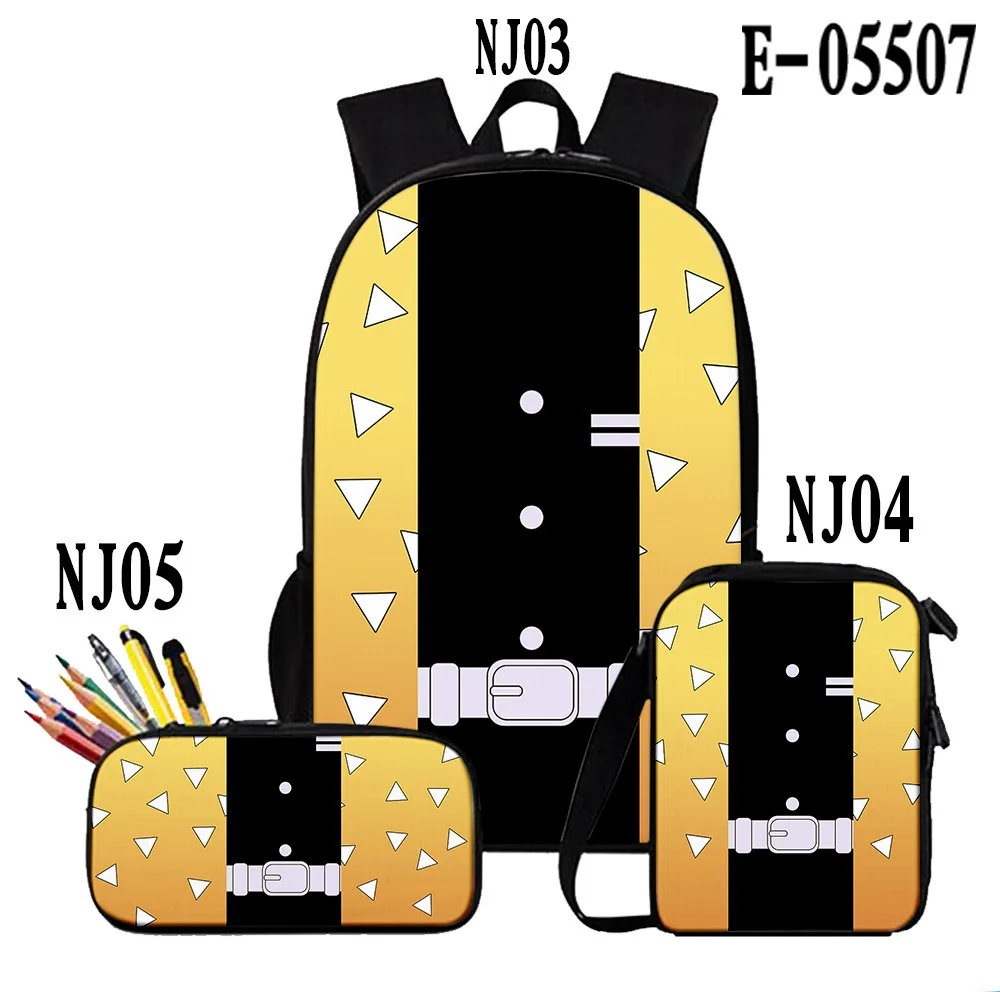 

Cartoon new Anime Demon Slayer 3pcs/Set Backpack 3D Print School Student Bookbag Travel Laptop Daypack Shoulder Bag Pencil Case