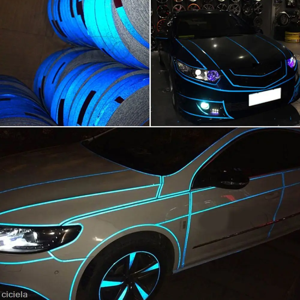 

Safety Sign 5 Sizes Glow In The Dark Green Fluorescent Car reflective strip Luminous Tape Home Stage Decorations
