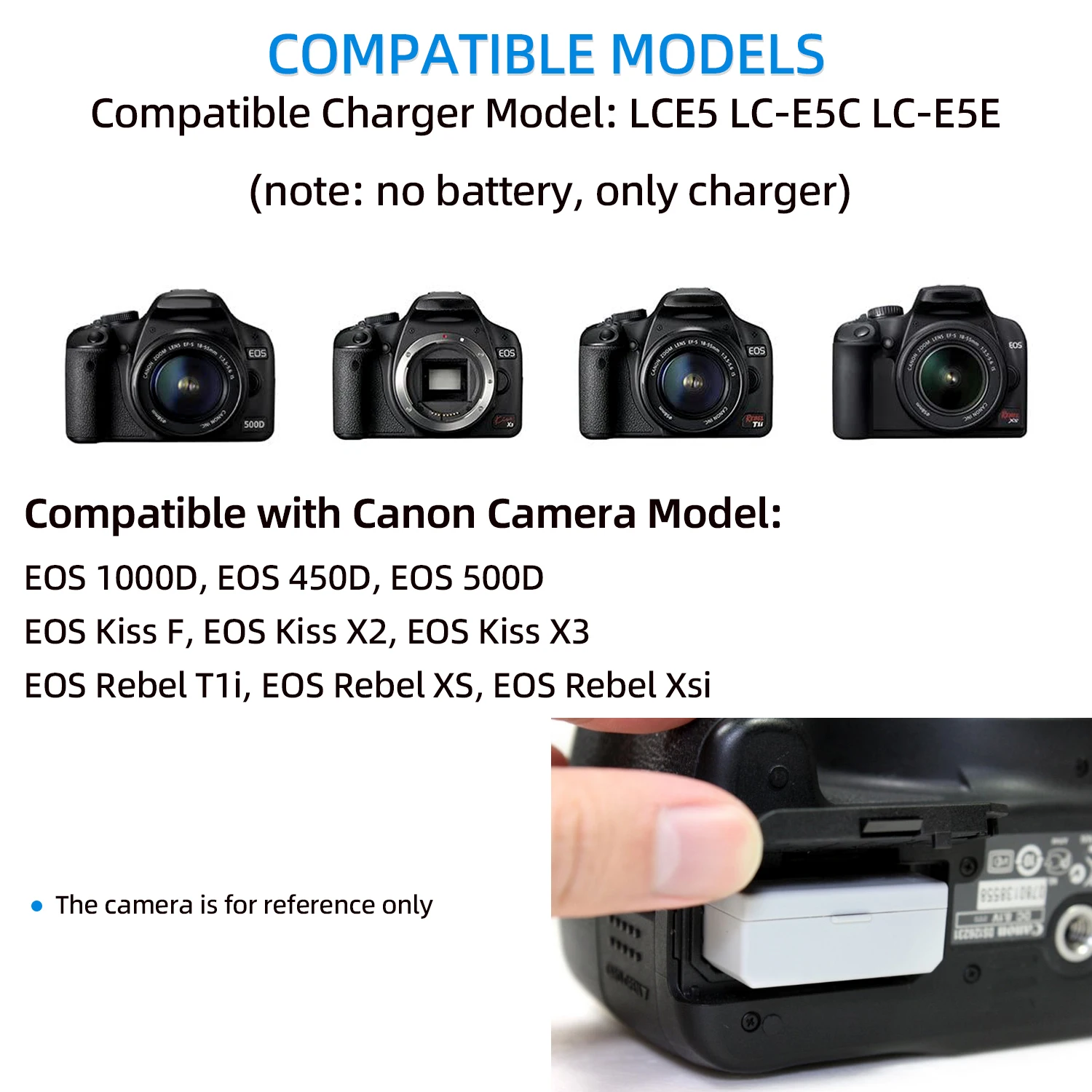 Фото Зарядное устройство KUTOU LP-E5 LC E5 LC E5E для камер Canon EOS 1000D 450D 500D Kiss F X2 X3 Rebel T1i XS Xsi №3