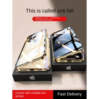 for apple 13pro max mobile phone shell iphone 12 double sided magnetic suction 11 transparent glass protective sleeve anti fall