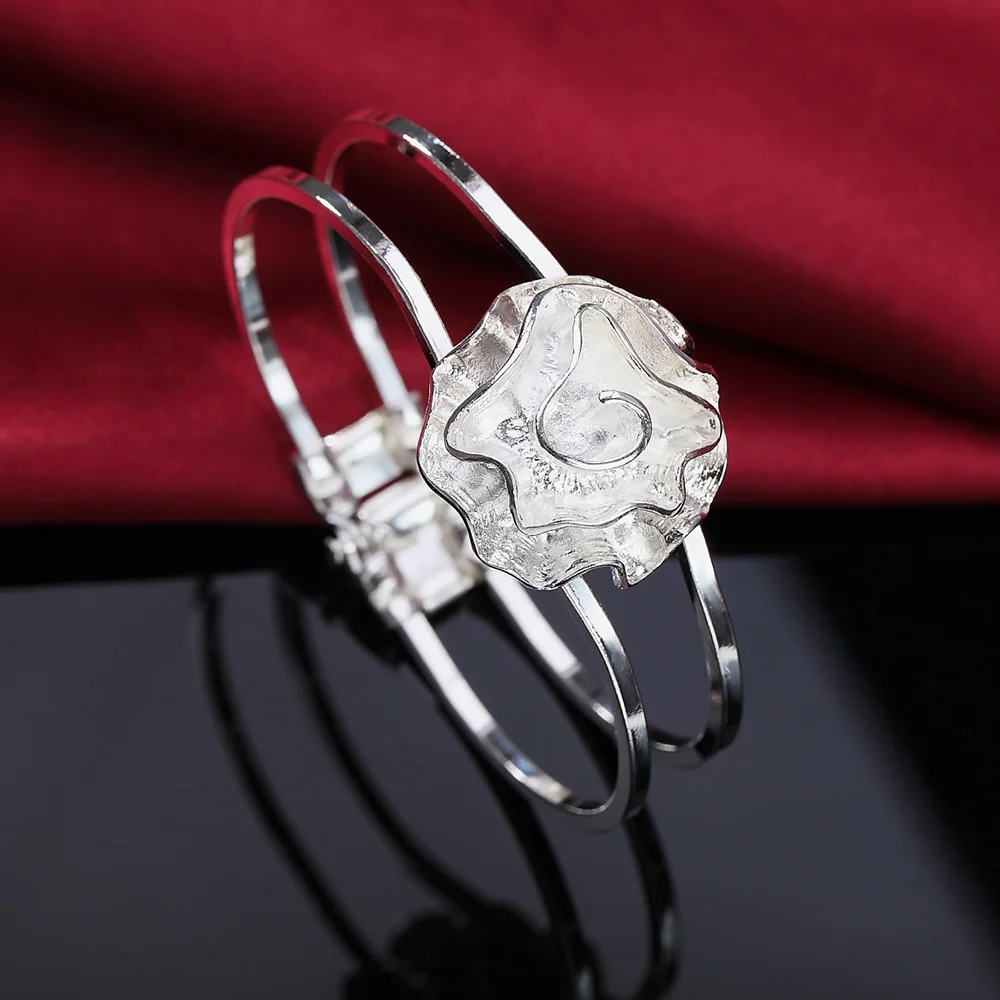 

Женский браслет из серебра 925 пробы, с подвеской в виде цветка розы