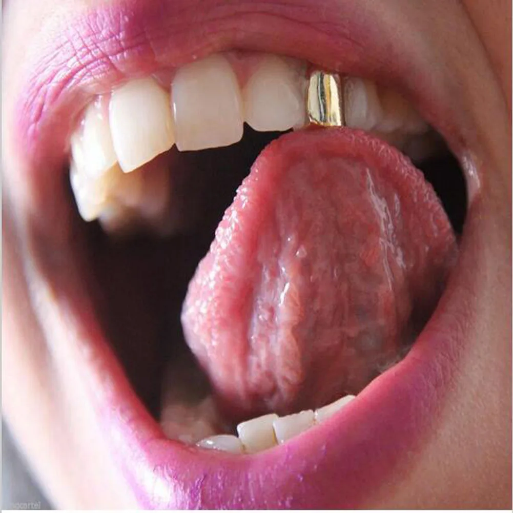King 4 Colors Custom Fit Gold Plated HipHop Single Tooth Grillz Cap Top Bottom Dental Grill Teeth Caps Halloween Cosplay