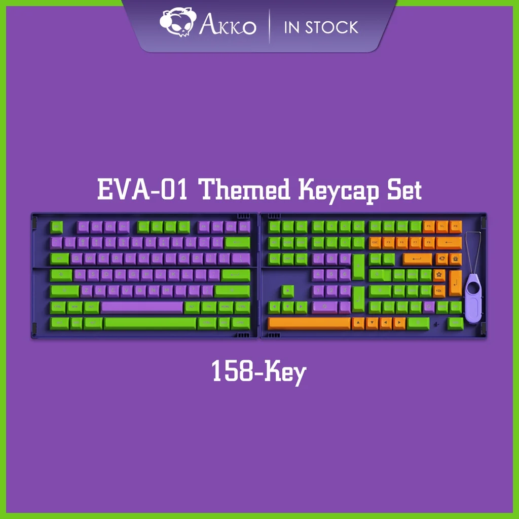 

Akko EVA-01 Themed Keycap Set 158-Key ASA Profile Full Keycaps PBT Double-shot for Mechanical Keyboards with Collection Box