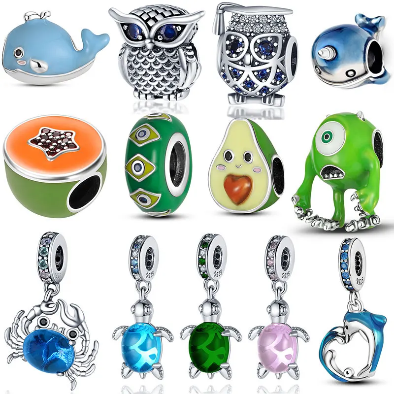 

100% Real 925 Sterling Silver Avocado pawpaw Beaded Fit Original pandora Bracelet&Bangle Making Fashion DIY Jewelry