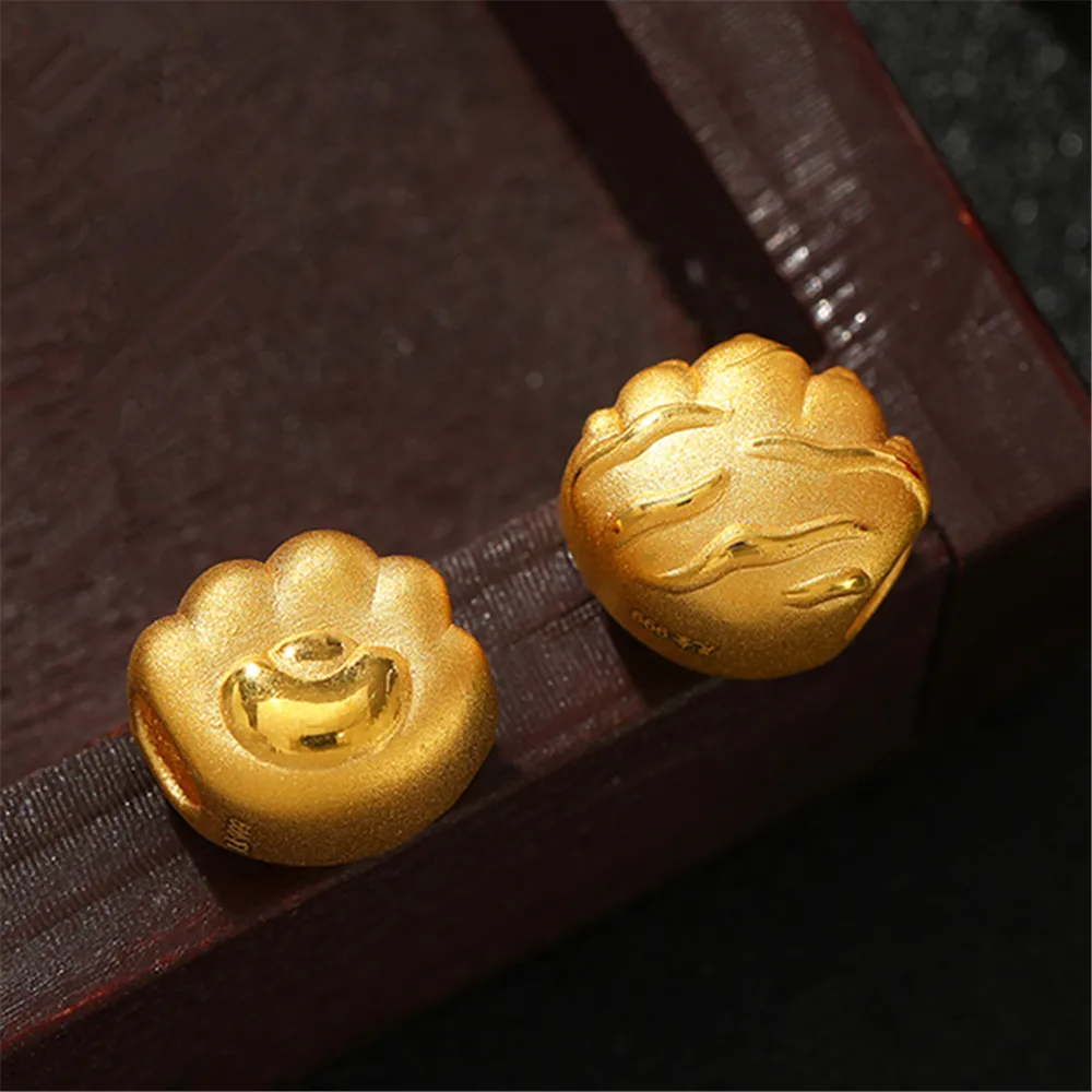 

Pure 999 24K Yellow Gold Men Women 3D Lucky Yuanbao Tiger Claw Pendant 1.1-1.3g