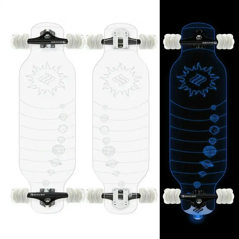

Galaxy Clear Acrylic Longboard with Deck Lights and 72