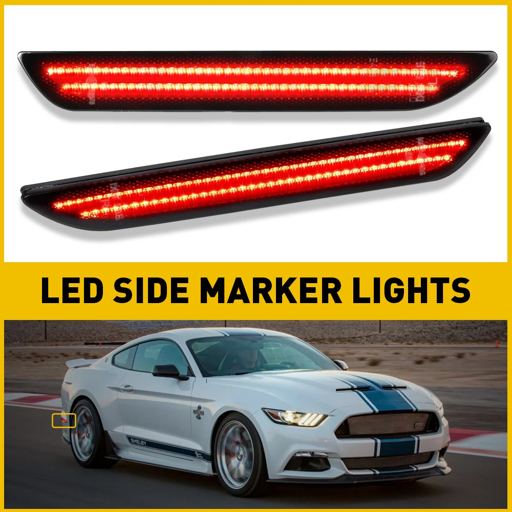 

AUXITO 2Pcs Car Rear LED Side Marker Lights Red for Ford Mustang 2015 2016 2017 2018 2019 2020 2021 2022 Bumper LED Fender Lamps