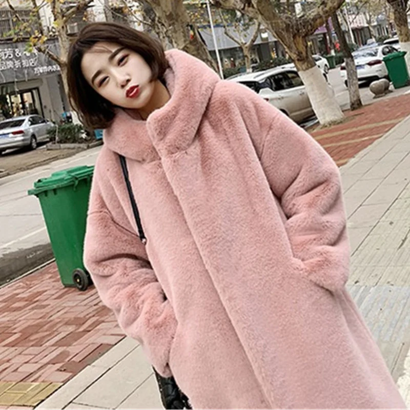 

Rex Rabbit Fur New Coat Women Warm Winter Hooded Yellow Snow Casual Long Outerwear Quality Imitation Trench Coats Jacket Coats