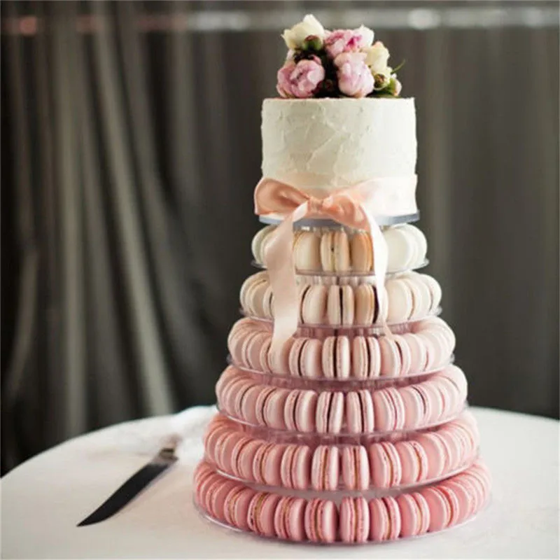 

6-layer Macarons Display Tower Plastic Macaron Tower Stand Fondant Cake Stand Wedding Cake Decorating Tool