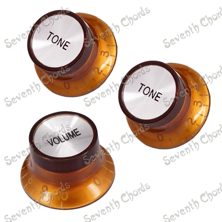 

A Set 3 Pcs Coffee-Gold 1 Volume & 2 Tone Speed Control Knobs for Electric Guitar