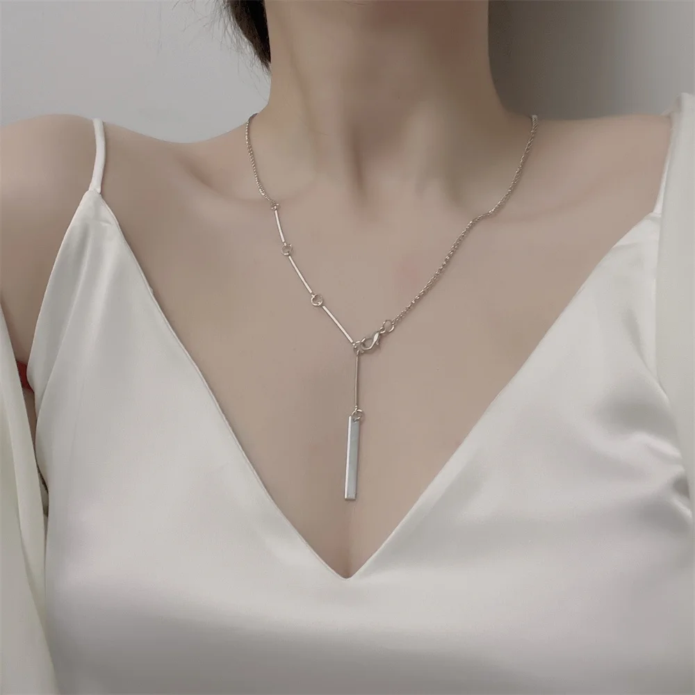

Coconal Fashion Silver Color Women Bamboo Design Necklace Pendant Fashion Necklace Party Gifts Necklace
