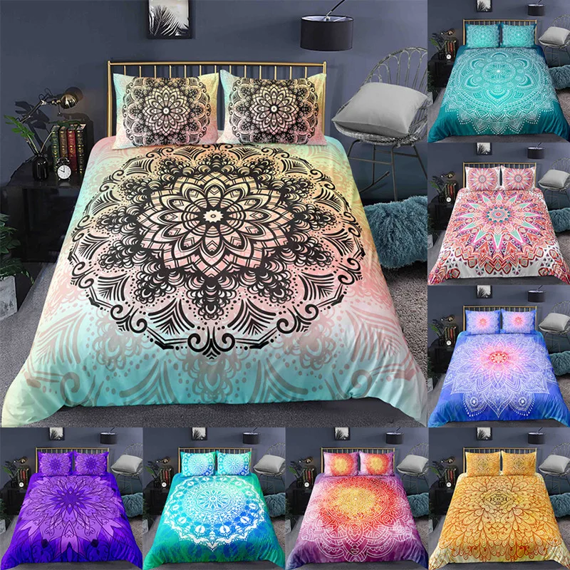 

Mandala Bedding Set 2/3pcs Bohemian Duvet Cover Set with Pillowcase Home Bedroom Bohe Decor Single Twin Full Queen King Bedlinen