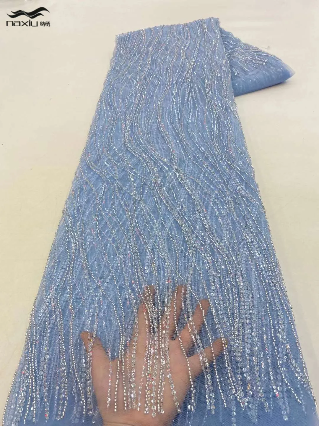 

Роскошная вышитая бисером африканская кружевная ткань Madison 2023 Высококачественная французская нигерийская Тюлевая ткань с блестками для вечернего платья