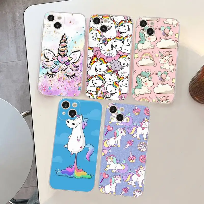 

Unicorn cartoon Phone Case For iPhone 14 11 12 13 Mini Pro XS Max Cover 6 7 8 Plus X XR SE 2020 Funda Shell