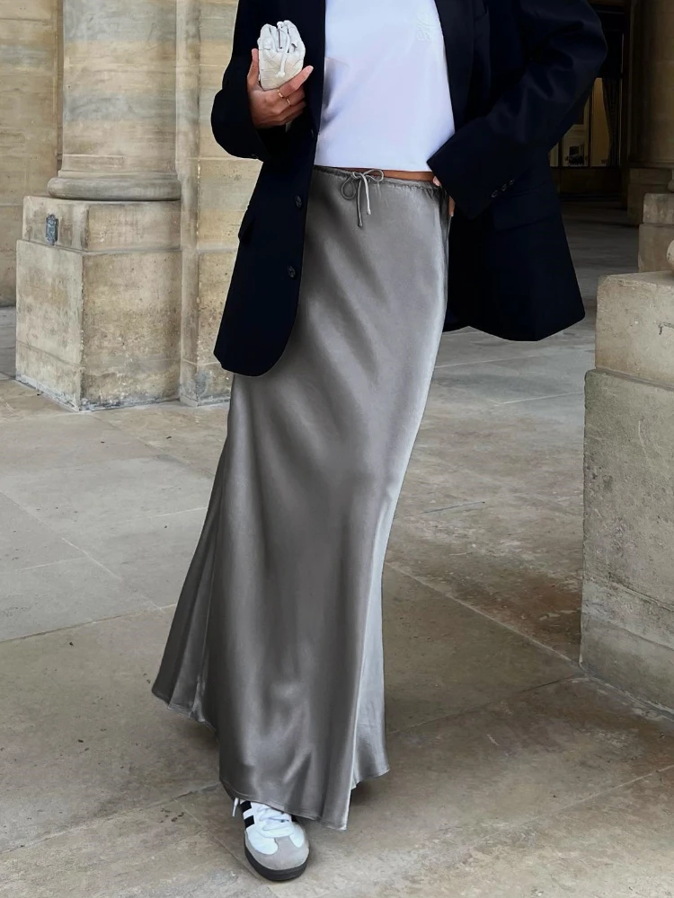 Юбка Женская атласная с завышенной талией Модная элегантная приталенная