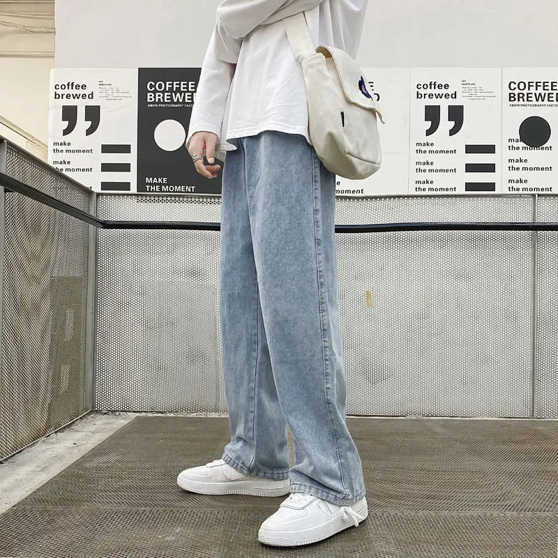 2022 Jeans Men's And Women's Fall Loose Straight Casual Long Pants Fall Feeling Wide Leg Pants Men's Tide Brand Mop Pants