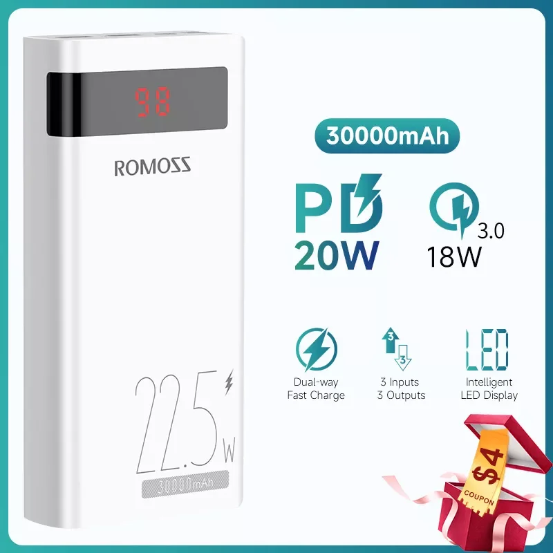 

Внешний аккумулятор ROMOSS на 10 000 мА · ч с поддержкой быстрой зарядки