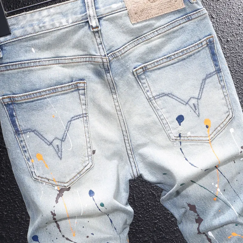Дизайнерские модные новые джинсы с вышитыми буквами потертые ностальгические