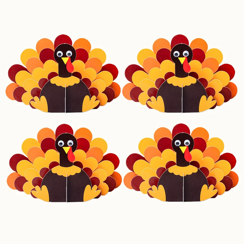 

5 Pcs Thanksgiving Day Decor Paper 3D Turkey Ornaments DIY Party Supplies for Home Shop Restaurant