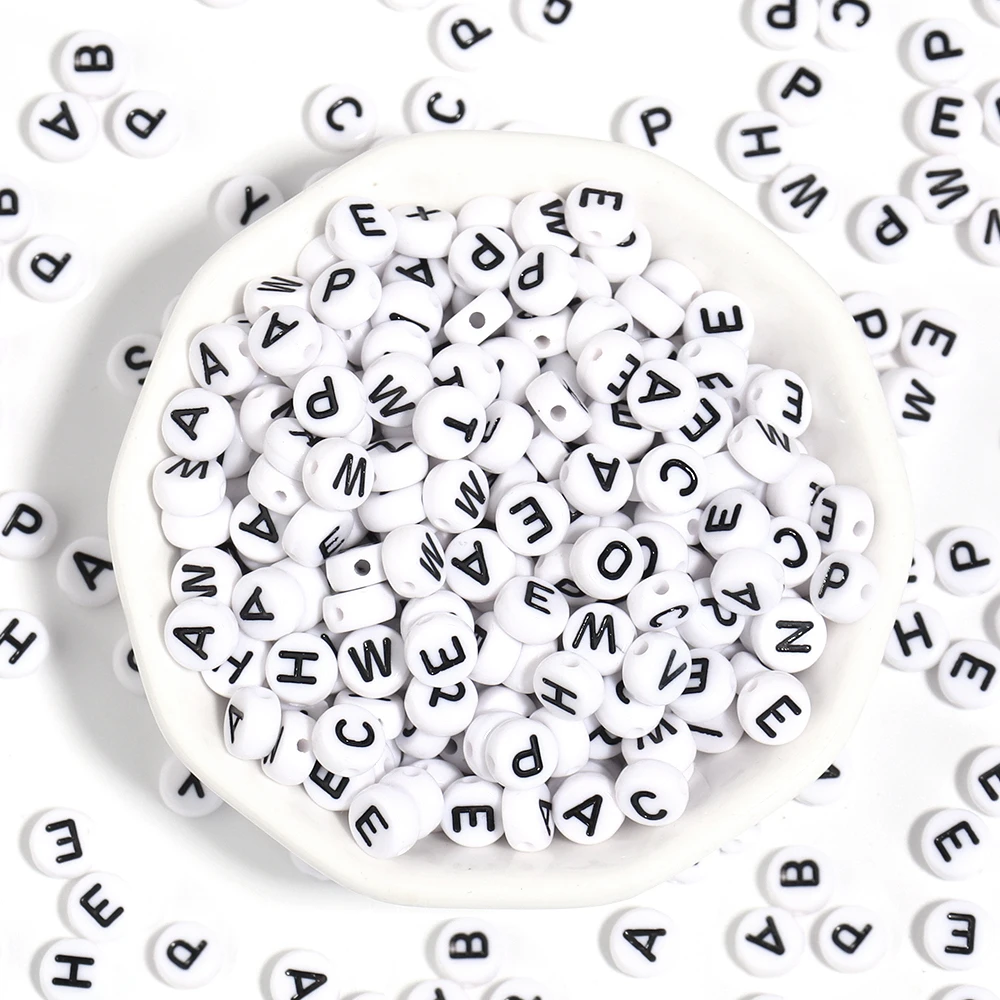 100 шт./партия акриловые бусины с буквами