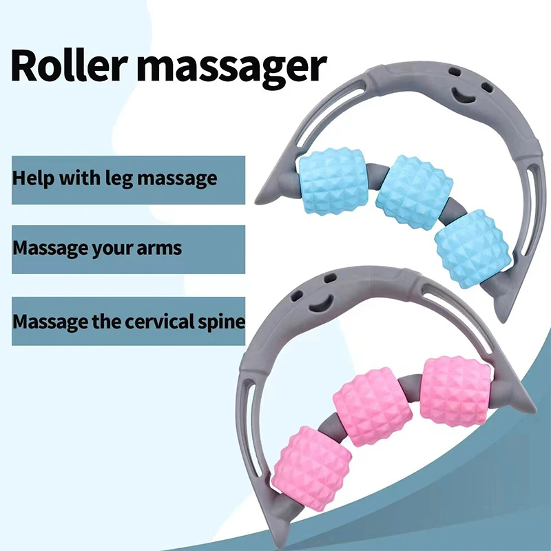 

1PC Portable Massage Roller for Muscles Fitness Muscle Roller Relieve Pain Neck Arm Leg Massage Multifunctional with Handle