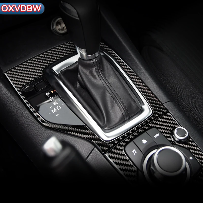 

For MAZDA 3 Axela accessories Center Console Gear Panel decorate carbon fiber automotive interior trim stickers LHD RHD Styling