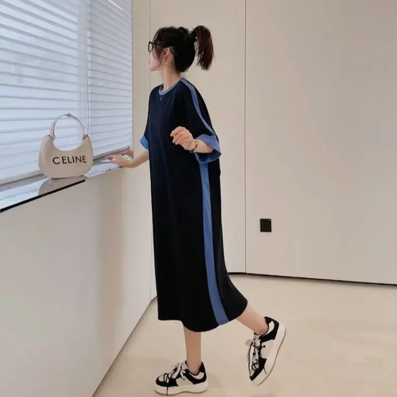 

Платье женское летнее хлопковое свободного покроя, с коротким рукавом