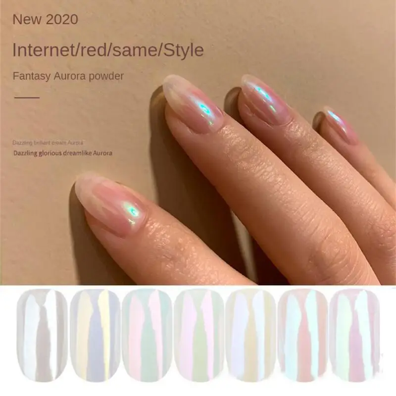 

Shell Pearl Nail Powder Pigment Mirror White Rubbing On Nail Glitter Dust Chrome Aurora Manicure Holographic Nail Art Decoration