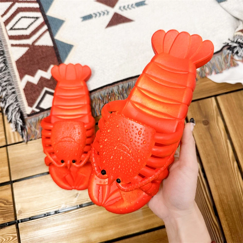Funny Slippers Man Footwear Family Shoes Woman Sandals Plus Size 36-47 Summer Beach Shoes Boys Unisex Lobster Slippers 2023