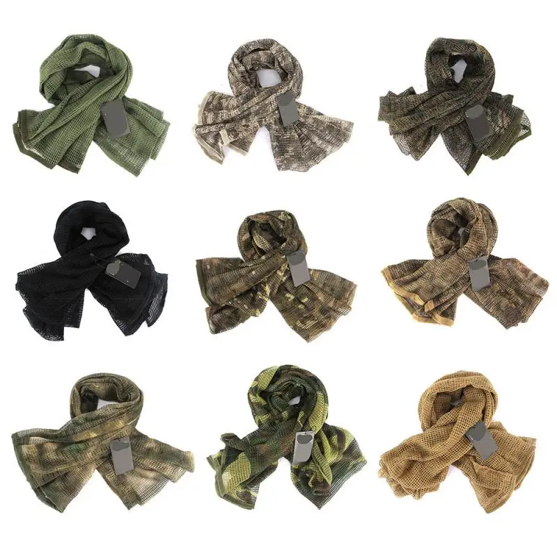 

Military Tactical Scarf Sniper Veil Camo Mesh KeffIyeh Sniper Face Scarf Veil Shemagh Head Wrap for Outdoor Camping Hunting