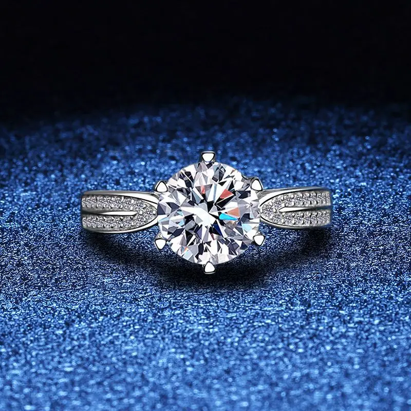 

Real 2 Carat Moissanite Diamond Wedding Ring for Women 925 Sterling Silver Zircon Round Brilliant Lab Engagement Rings Gift