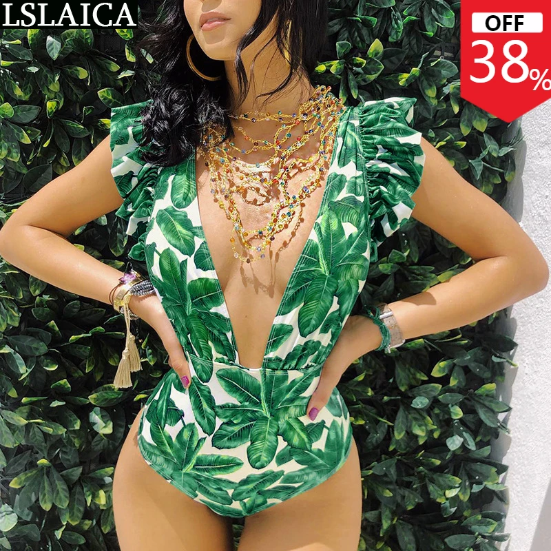 

Новый женский наряд, комбинезон, летний модный сексуальный комбинезон с оборками и глубоким v-образным вырезом, шорты, пляжный купальный кос...