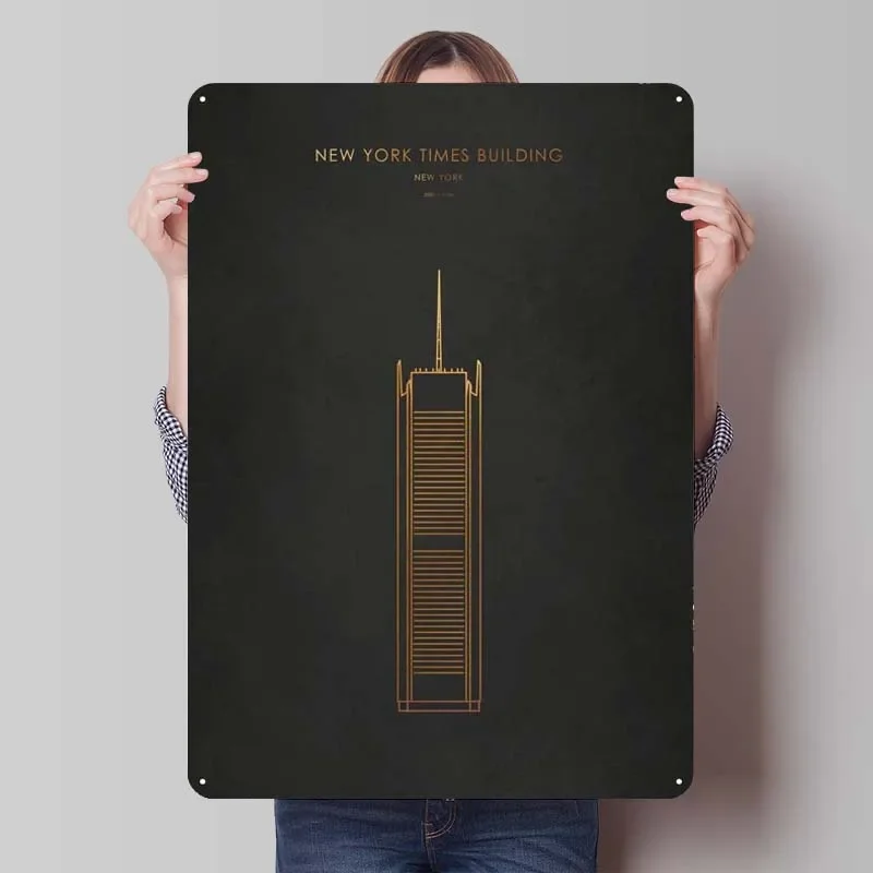 Металлический плакат New York Times Building художественная роспись Ретро металлическая