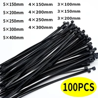 100pcsbag cable ties self locking plastic fixing straps nylon black wire cables organizer industrial cable ties fastening ring