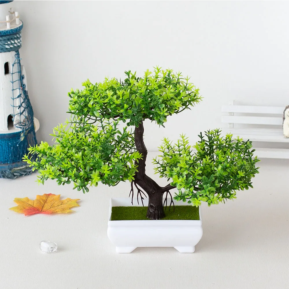 Plantas artificiais decoração em vaso bonsai pequeno vaso de árvore planta falsa vaso zen jardim ornamentos mesa decoração do quarto casa