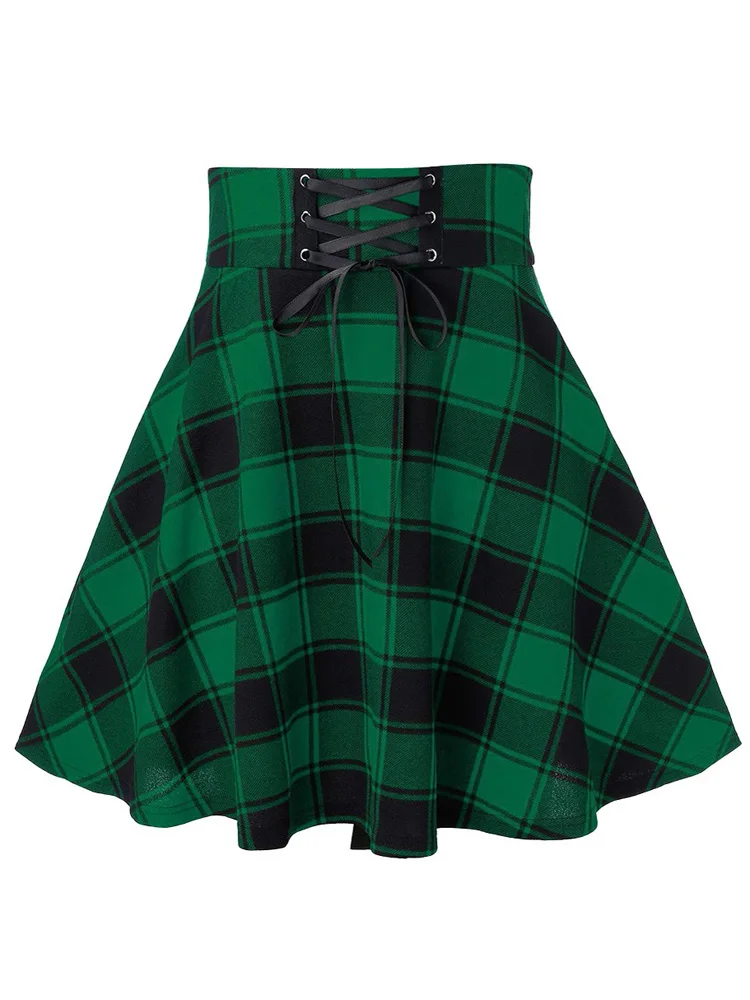 Black Checkered Women's Gothic Skirt Women Pleated Plaid Skirts Spring Autumn Girl Hip Hop Female Punk Goth Mini Skirt Clubwear images - 6