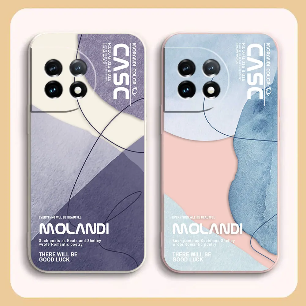 Phone Case For Oneplus 11 10 9 9R 9RT 8 8T 7 7T 5 5T 6 ACE 2 2V NORD Pro Liquid Case Cover Funda Cqoue Shell Capa Morandi Colors