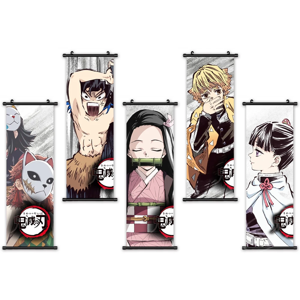

Posters Canvas Printed Painting Hobby Wall Art Demon Slayer Pictures Home Decoration Modern Anime Mural Plastic Hanging Scrolls