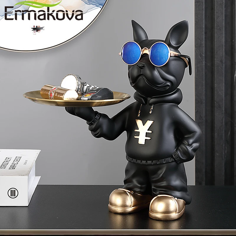 

Полимерная статуя собаки ERMAKOVA, фигурка французского бульдога, декор для комнаты, Современное украшение для стола, поднос для хранения, дома...