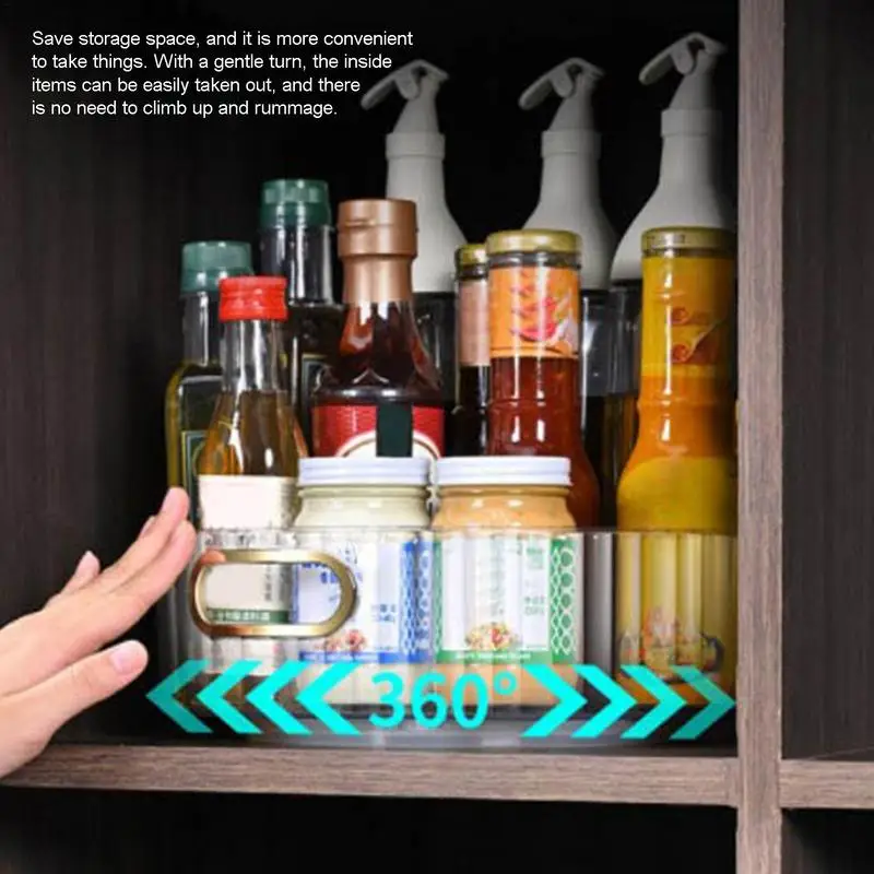 

Поворотный ящик для хранения, стойка для специй для шкафа, поворотная полка, кухонный бак для приправ, поворотный диск для хранения, многофу...