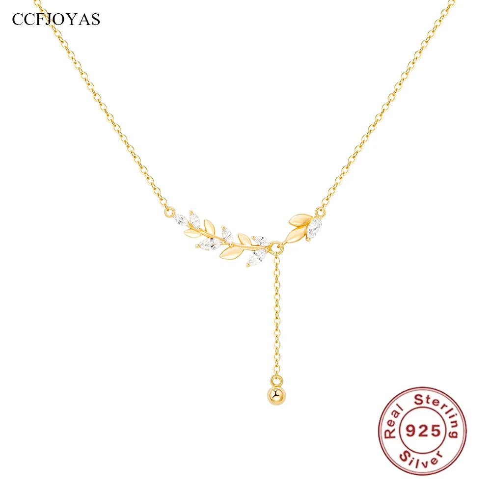 

CCFJOYAS High-end Light Luxury 925 Sterling Silver ears of wheat Necklace for Women Small Clavicle Chain Gift for Girlfriends