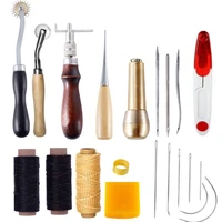 diy copper handle awl sewing set leather canvas shoes repair tool hand stitching leather craft sewing tool needle punch awl kit