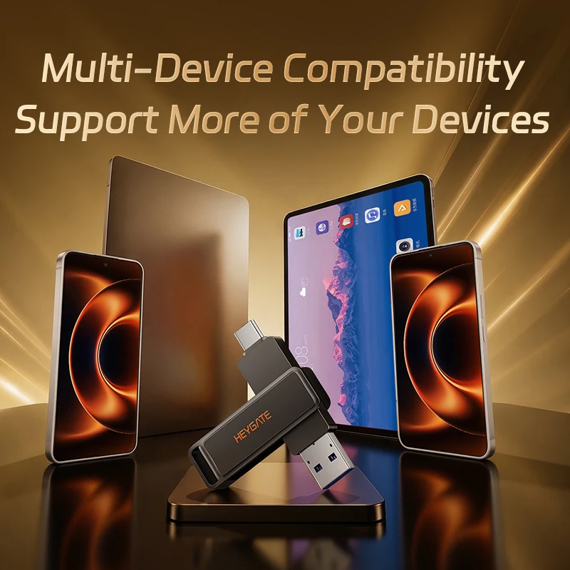 Фото USB-флеш-накопитель HEYGATE OTG Type-C, 32–256 ГБ, USB3.2 Gen1, высокоскоростной, 150 МБ/с, портативный металлический флеш-накопитель, U-диск для хранения данных на мобильном телефоне №3