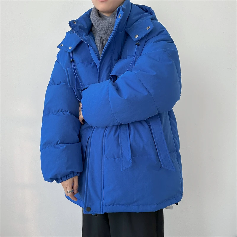 Winter Jacket Men Warm Fashion Pocket Hooded Down Jacket Men Korean Loose Thick Short Coat Mens Parker Clothes Large Size M-5XL